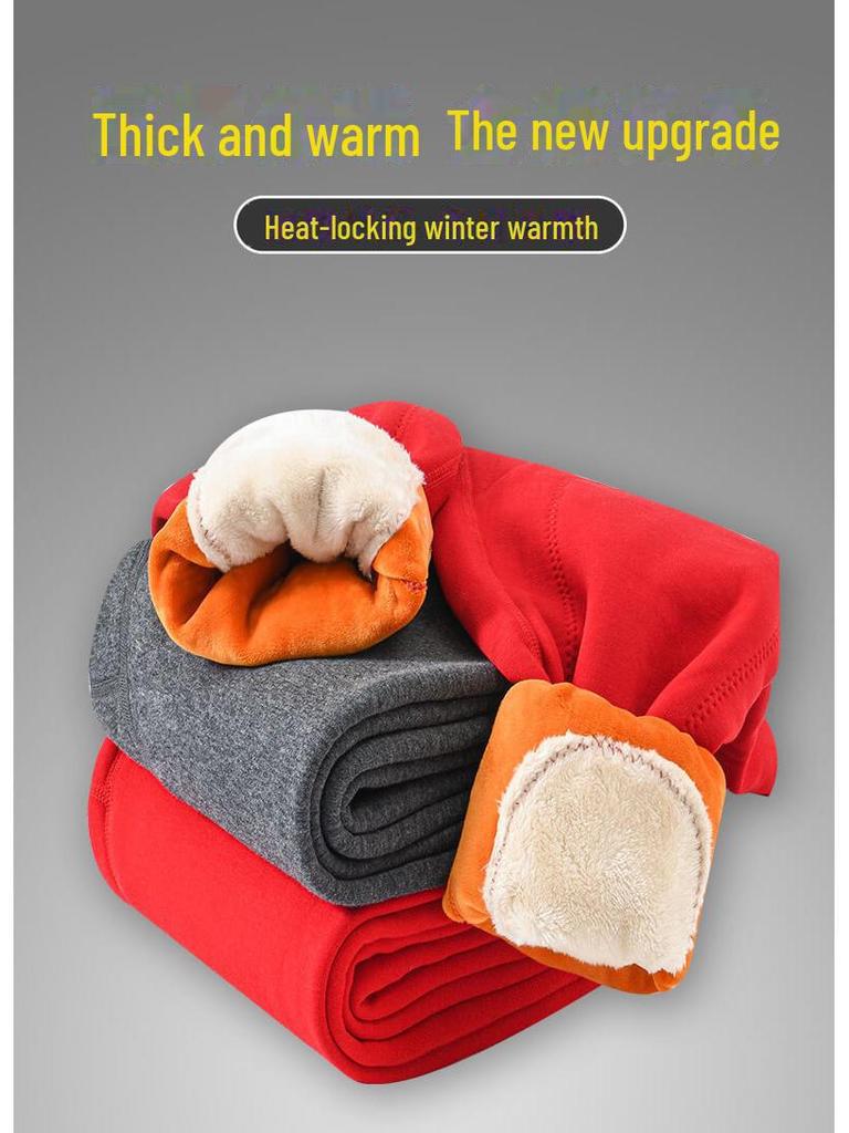 Мужской и женский термобелье из плотного бархата для людей среднего и пожилого возраста - однотонный зимний комплект