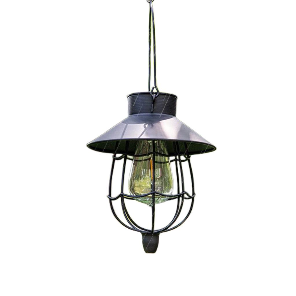 Outdoor Waterproof Retro Wrought Iron Solar Hanging Light for Garden and Camping