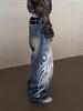 Женские джинсы с высокой талией и широкими штанинами Y2K American Vintage Mottled Totem Print Baggy Jeans, женские джинсы Harajuku Trendy Hip Hop Jeans