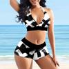 Women's Shoulder Strap Swimsuit Leopard Print Bikini Tankini Swimsuit