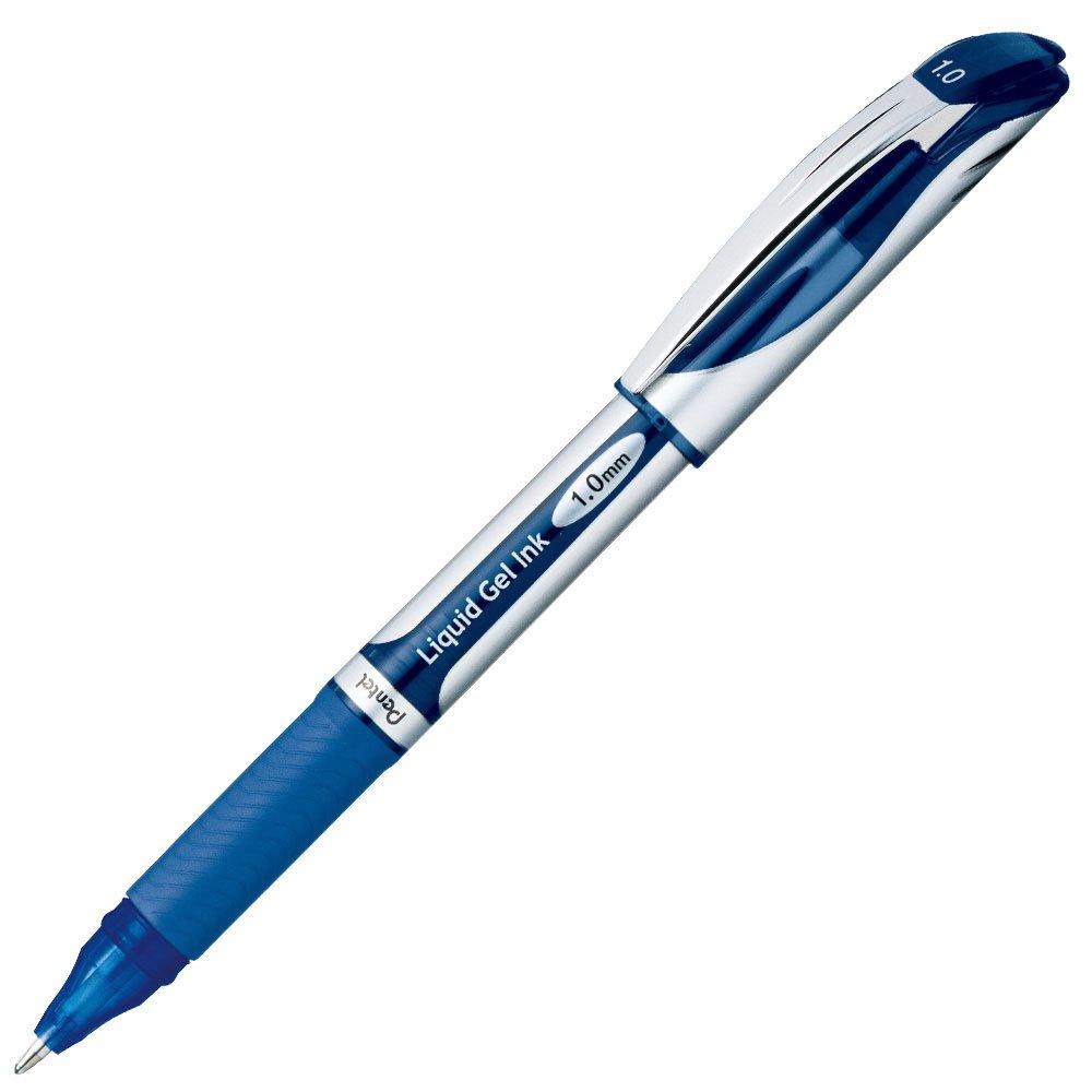 Pentel Ballpoint Pen Gel Ink Energel Cap Type Silver Shaft Blue 10 Pieces 1.0mm BL60-C