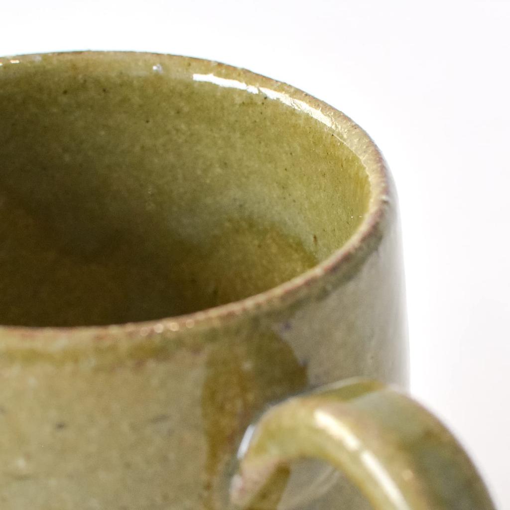 Bankoyaki Aigama "Esta" Rolling Mug, Approx. 210ml, Red Clay Bidro (Smoke Green), Microwave and Dishwasher Safe, Made in Japan, Model AGM-200016