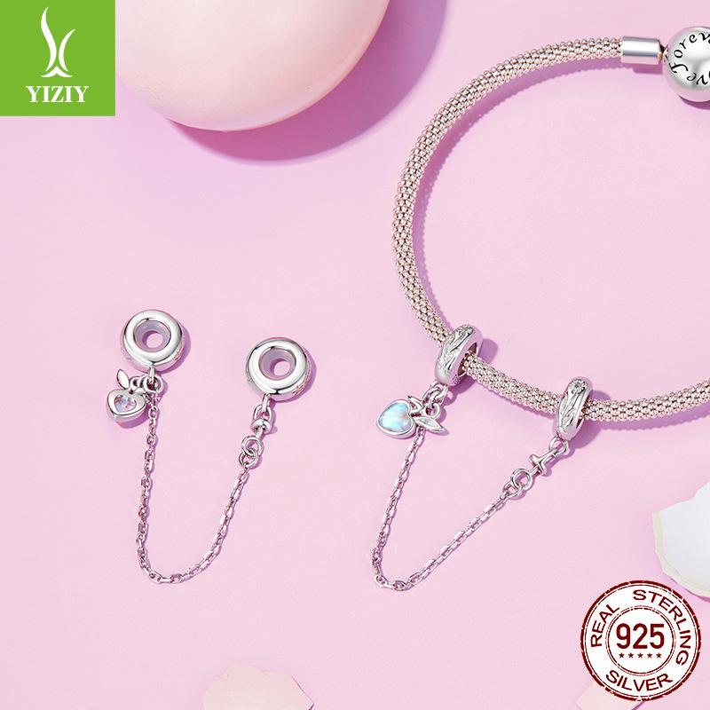 Бусины из серебра 925 пробы Пасхальный кролик Цепочка безопасности Ветер Индивидуальность Универсальный Браслет Сделай сам Бижутерия