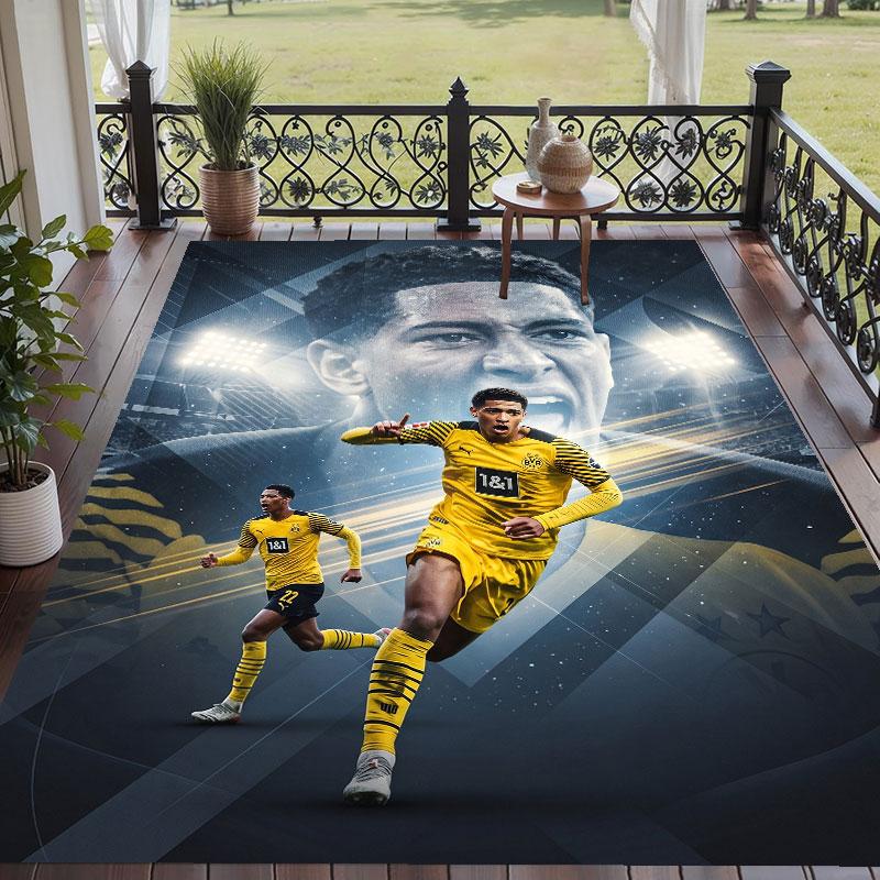 Soft Floor Carpet Jude Bellingham Pattern Area Rug Decorative Mat For Home Room Decoration