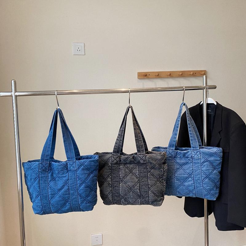 Простая хлопковая одежда, переносная сумка-тоут, женская сумка для поездок на работу осенью и зимой, вместительная повседневная универсальная сумка через плечо с бриллиантами