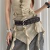 Y2k Women Rivet Belt Vintage Punk Style Belt Fashion Wide Leather Waistband  Pants Accessories