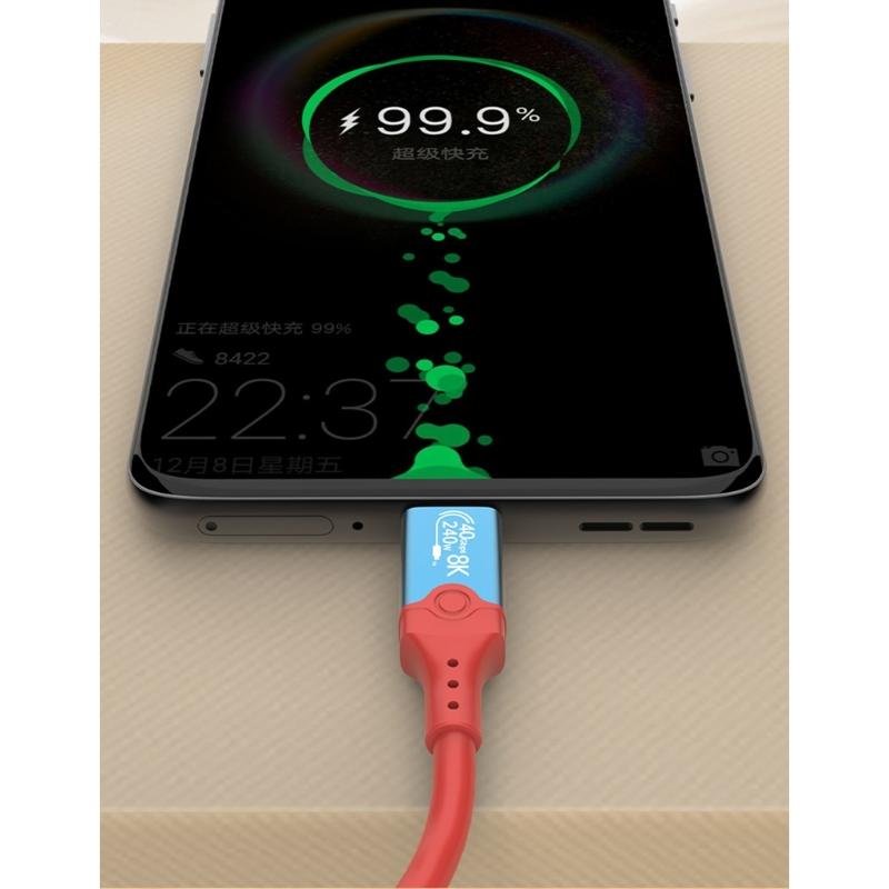Кабель USB4 40 Гбит/с Высокоскоростная передача данных 240 Вт USB C на USB C Кабель Быстрая зарядка 8K@60Hz Кабель USB 4 для телефона