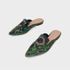 Velvet Embroidery Flower Mules Woman Elegant Shoes Pointed Closed Toe Slippers Slip On Flats Slides Femmes Pantuflas Sandalias