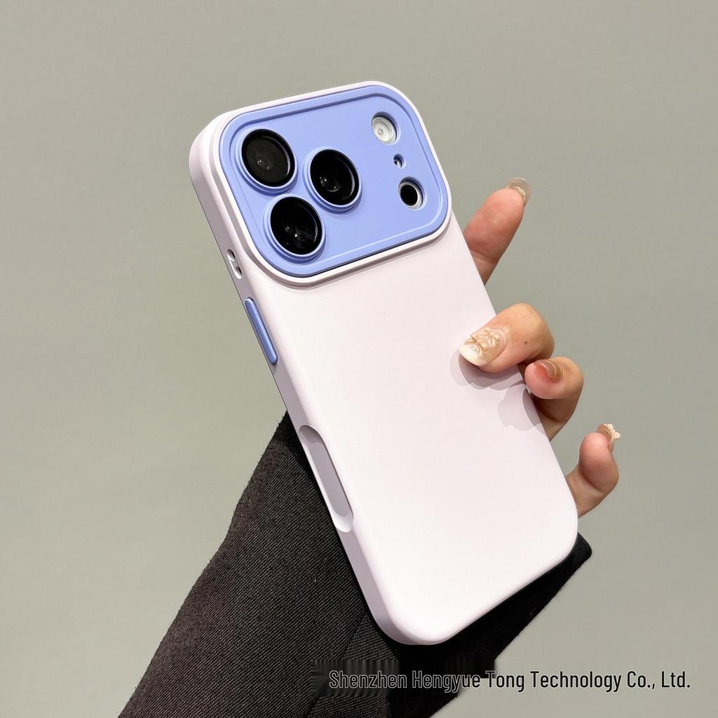 Чехол для iPhone 17 Pro Max: Контрастный цвет, Ударопрочный Жидкий силикон Имитация