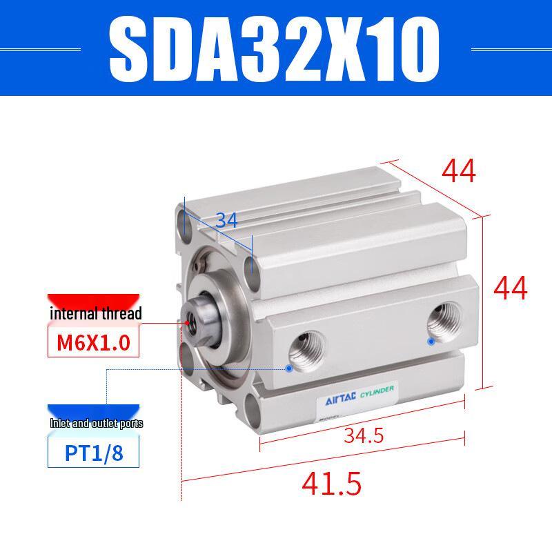 Ультратонкий пневматический цилиндр Yadeke серии SDA 32x5 - 32x100SB
