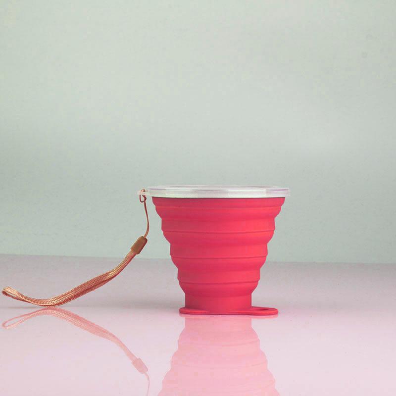 Silicone Folding Cup with Lid Retractable Kettle Lightweight to Carry Outdoor Use Travel Environment-Friendly Cup Gift Cup
