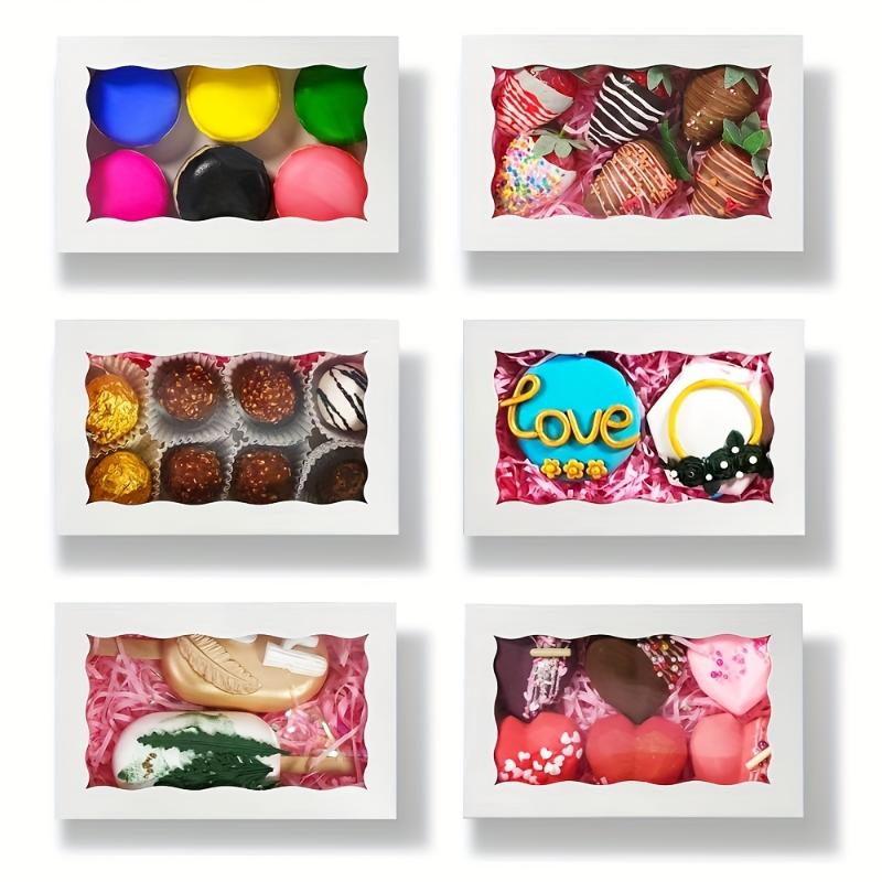 15/30Pcs Dim Sum Packing Box Window Rectangular Gift Box for Bakery Cookies Pastry Dessert Packaging Paper Box for Baked Goods