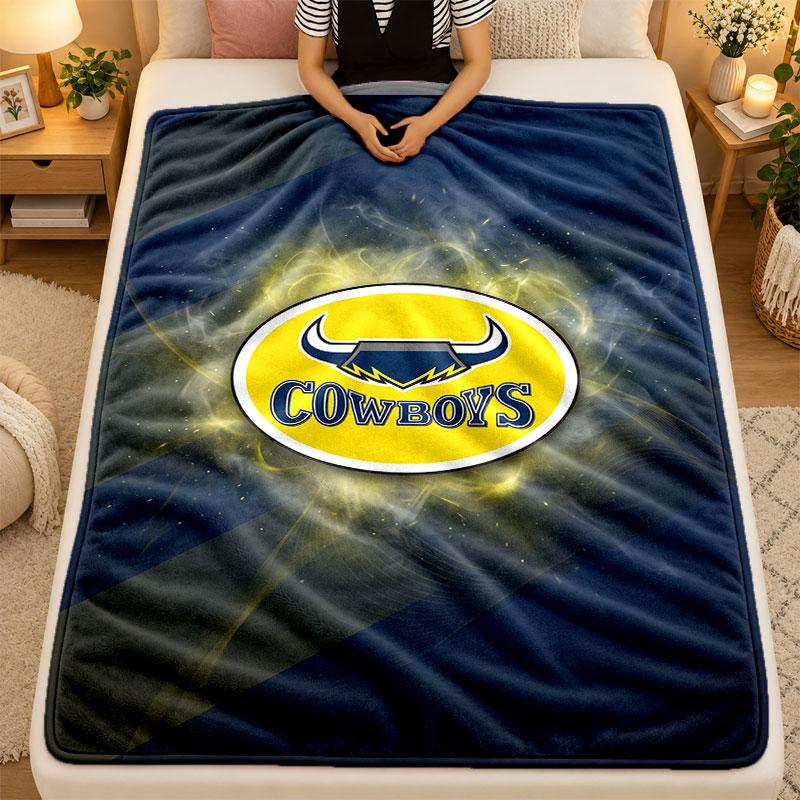 Flannel BlanketNorth Queensland Cowboys Warm Soft Throw Blanket for Indoor Sofa Bed Living Room Use