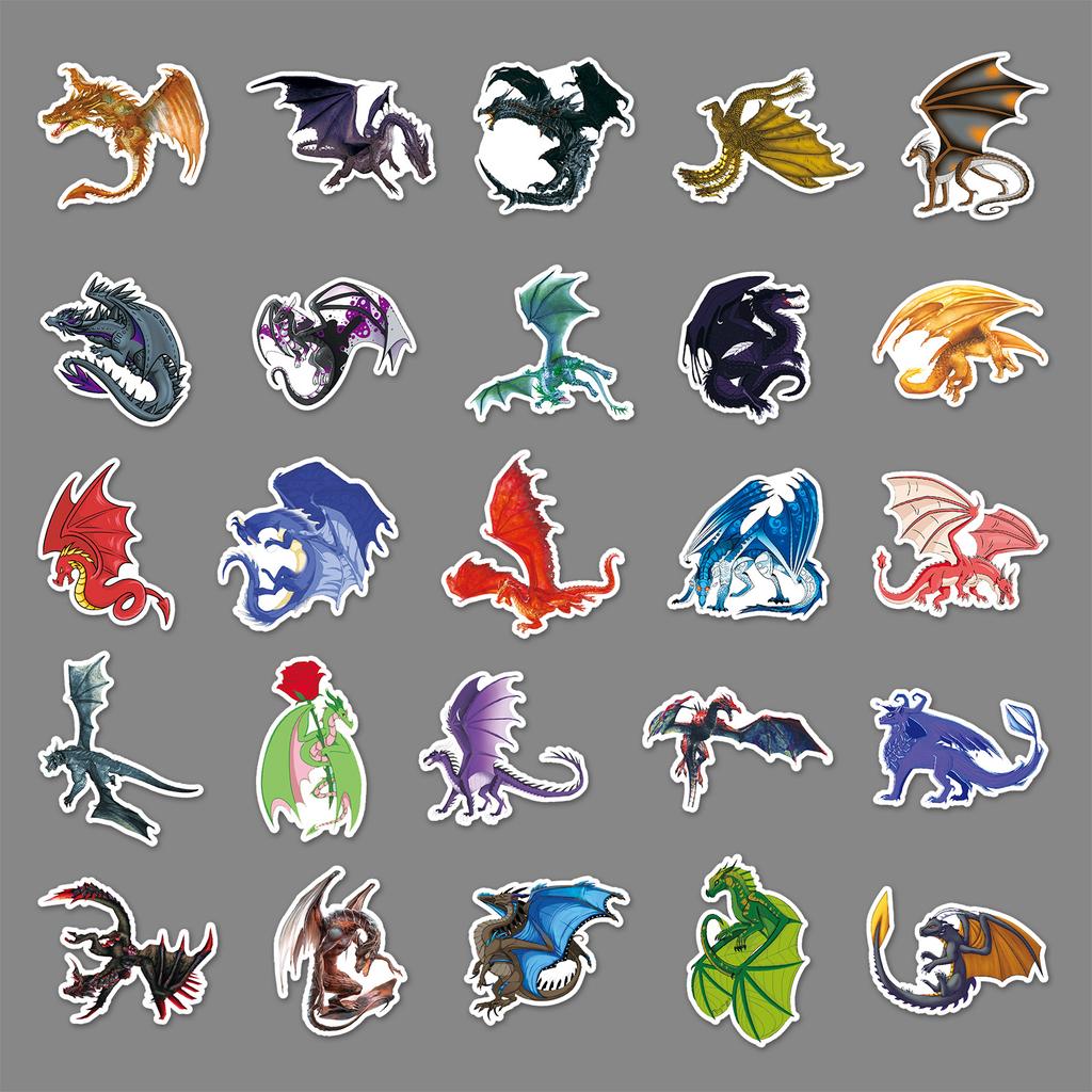 100 Dragon Doodle Stickers Cross Border Cartoon Cool Animal Stickers DIY Phone Case Suitcase Stickers Waterproof