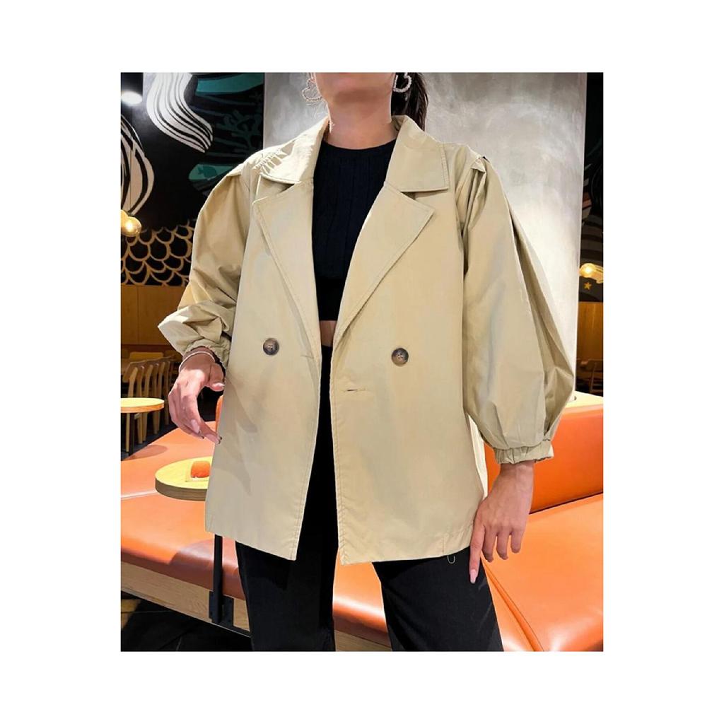 Oversize Balloon Sleeve Short Trench Coat