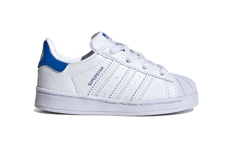 Kids' Sneakers Adidas Originals SUPERSTAR Comfortable Slip Resistant Low top Toddler Shoes White Blue Infant