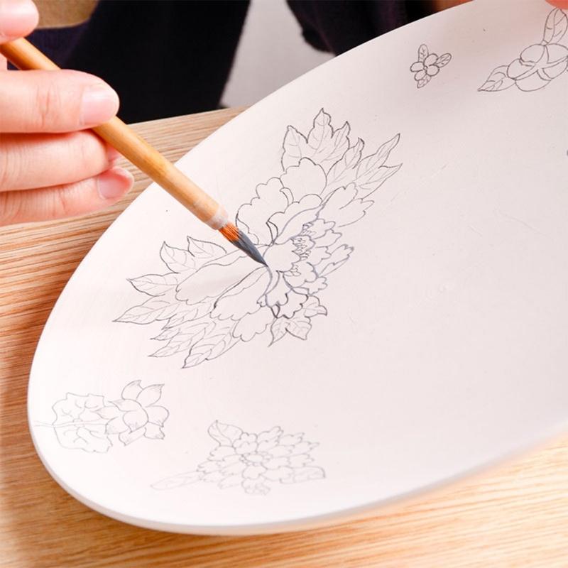 Underglaze Application Brush Detailed Pottery Design Ergonomic Wood Shaft for Ceramic Coloring and Delicate Line Work