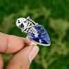 Natural Sodalite 925 Silver Promise Skull And Bone Adjustable Ring For Girls