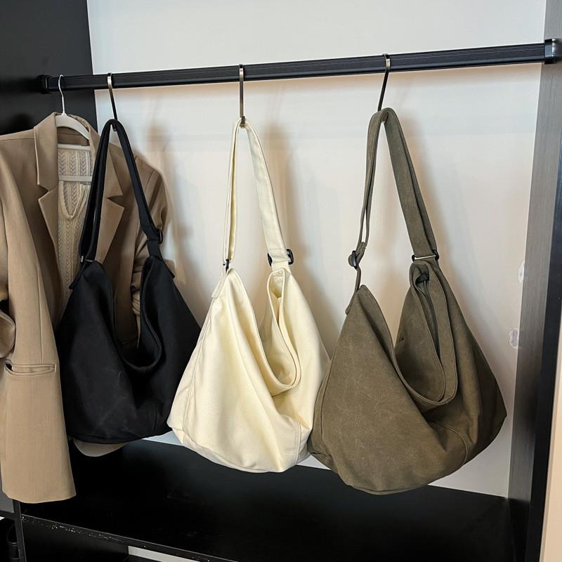 Большая холщовая сумка через плечо Студенческая Простая Ретро Внутренний карман Школьные дорожные сумки