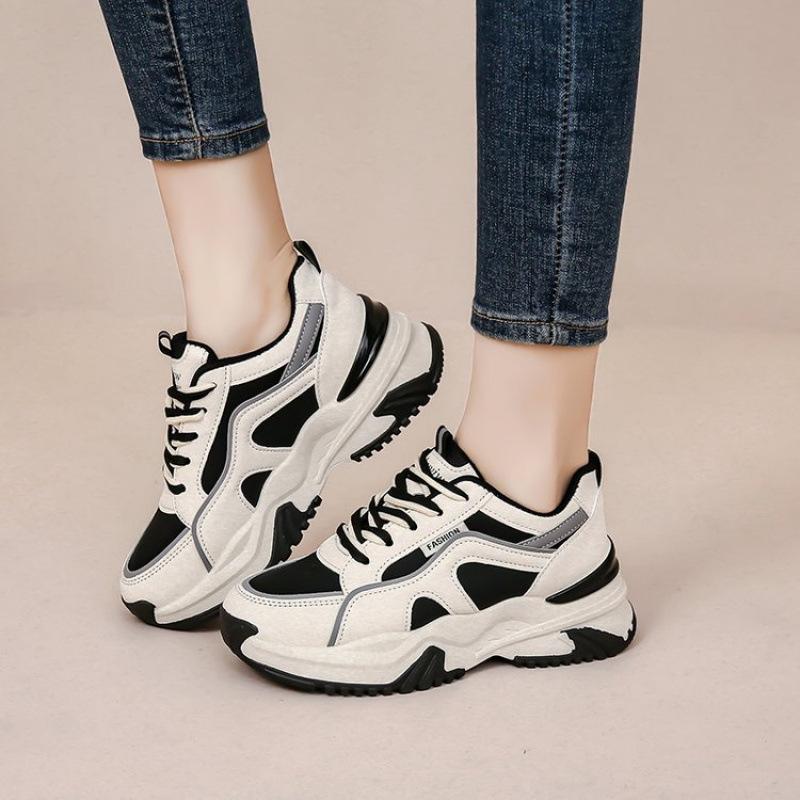 Кроссовки на толстой подошве в стиле "dad shoes" осень и зима новые спортивные и повседневные однотонные туфли студентам увеличить рост и выглядеть стройнее