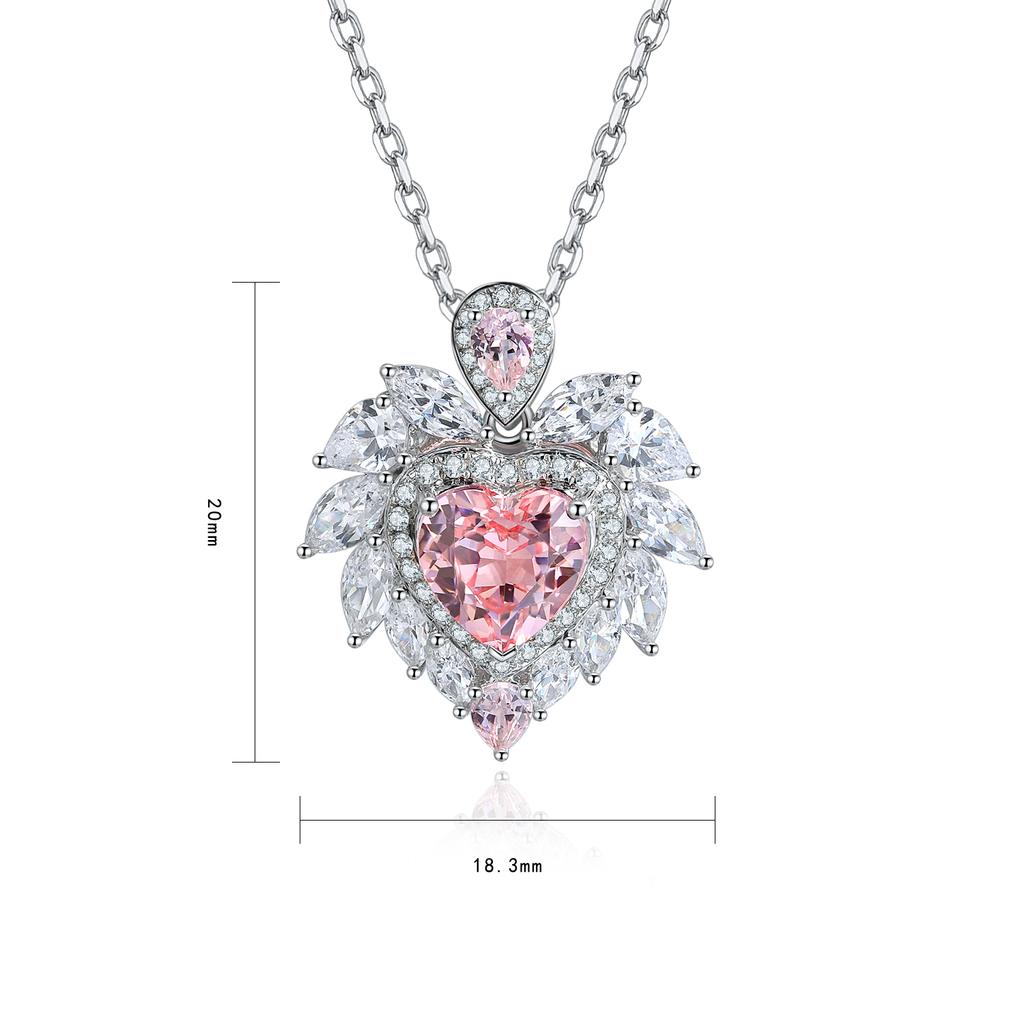 New Trendy Lab Grown Pink Morganite Pendant Sterling Silver 925 Hear Shape Necklace 14K/18K Gold for Gift