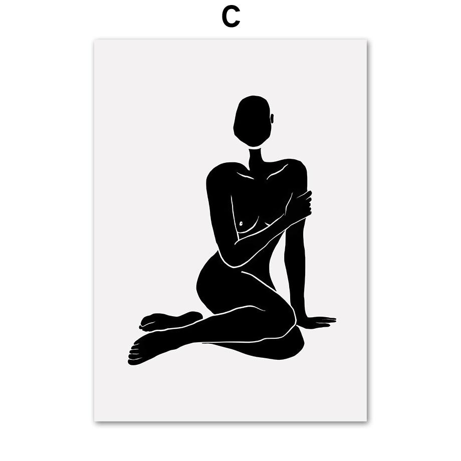 Цветок, лист, девушка, ручная геометрия, абстрактные черные, бежевые постеры и принты, настенная живопись на холсте, картины для декора гостиной