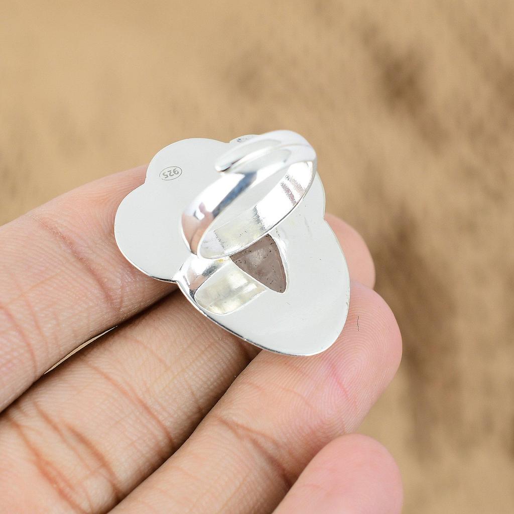 Sterling Silver Natural Golden Rutile Mother Flower New Multi Stone Ring Jewelry