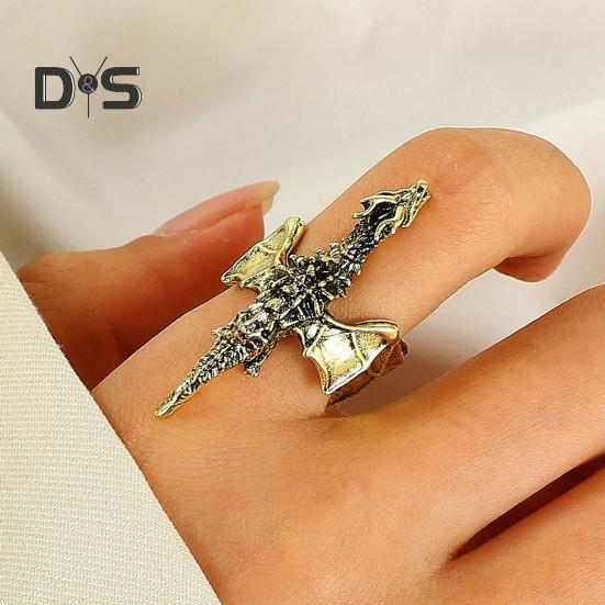 Кольцо с драконом в стиле ретро, хип-хоп, рок, ювелирное украшение на палец, черное кольцо с драконом на годовщину, день рождения, рождественский подарок