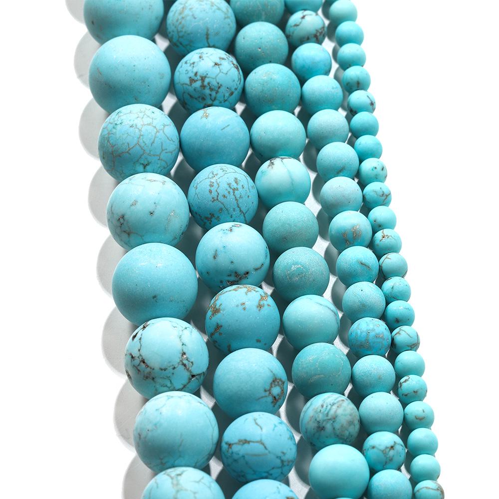 Матовые Натуральные Бирюзовые Свободные Бусины - Ювелирные Аксессуары (4-12mm) Полуфабрикаты