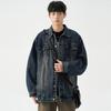 Американская ретро джинсовая куртка с потертостями для мужчин - Модная весенне-осенняя свободная модель в рабочем стиле