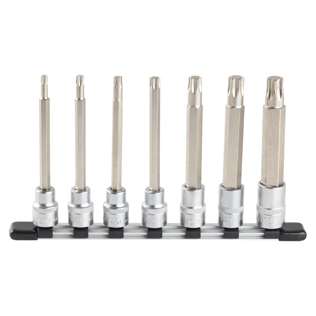Набор торцевых головок TONE Long Torx с угловым приводом HTX407L, 7 предметов (Сильный держатель) 12.7mm (1/2")
