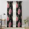 Розы на черном фоне, оконные занавески для гостиной, спальни, украшения, роскошные кухонные шторы с балдахином