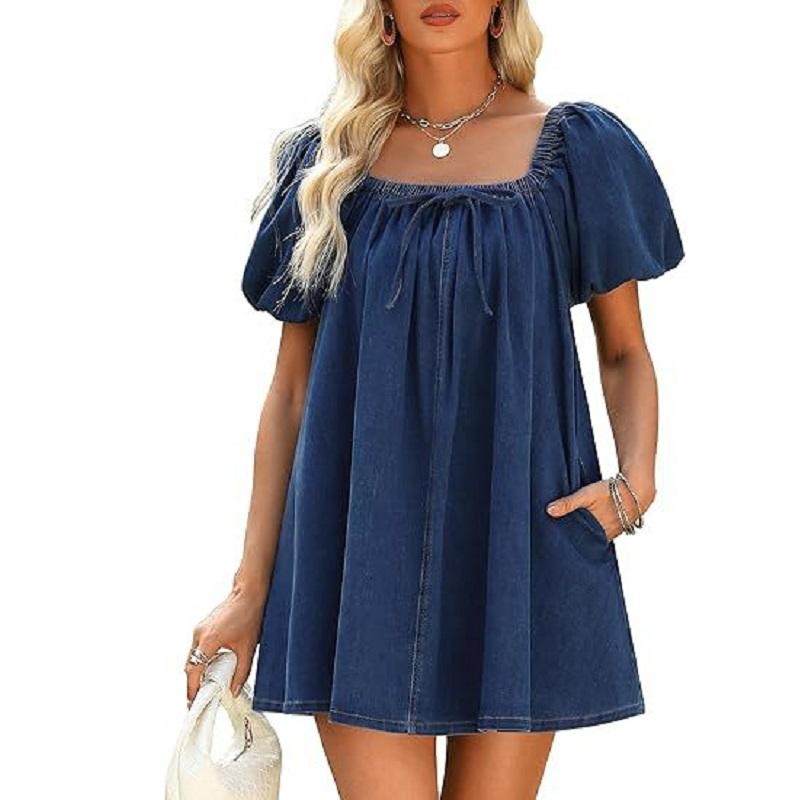 Женские летние джинсовые платья с квадратным воротником cJean Mini Dress