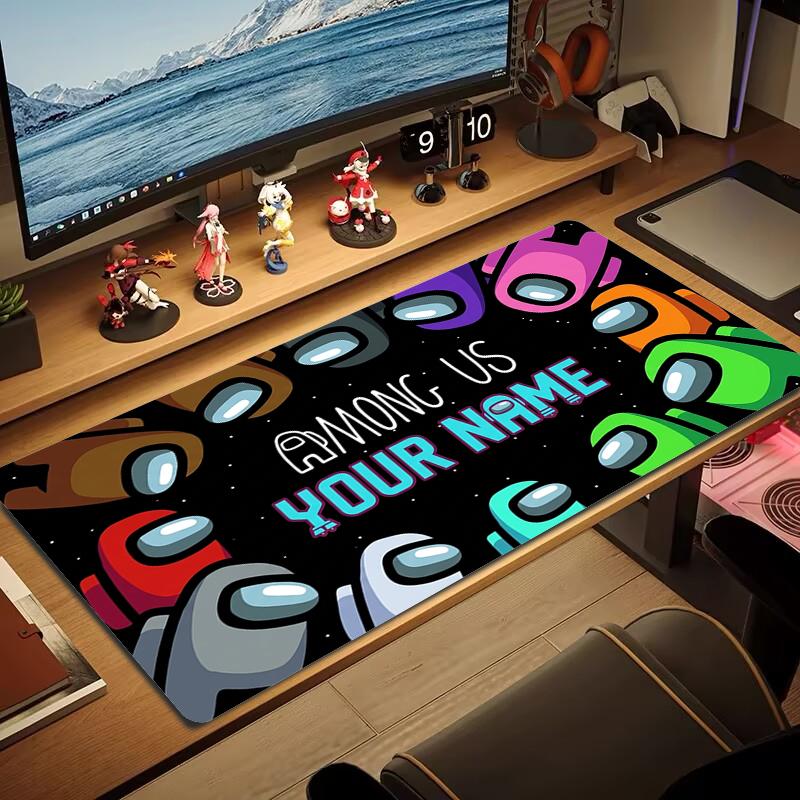 Custom Name Among us Mouse Pad Large Gaming Table Cushion Non-slip Laptop Tablet Big Mousepad XXL Mat Mini PC Playmat With Lock edge_XIA