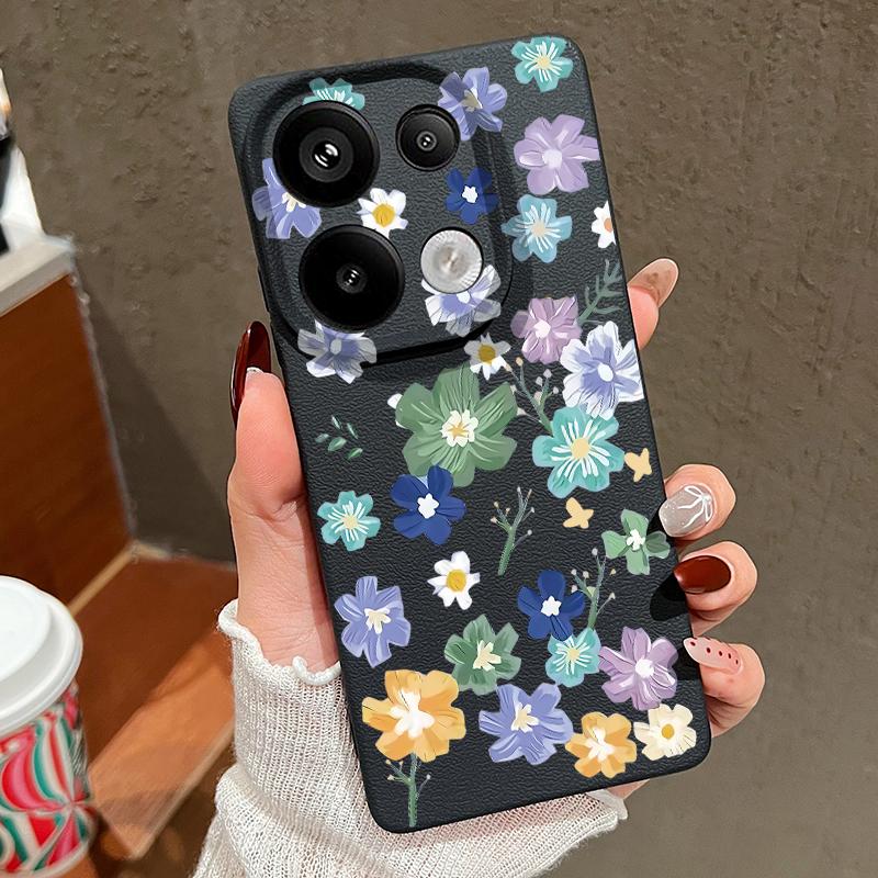 Мягкий силиконовый чехол с мультяшным цветочным узором для Xiaomi 13t Poco X6 M6 Pro Redmi Note 14 13 12 11 10 Pro, ударопрочный кожаный однотонный тонкий чехол