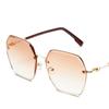 Irregular Hexagons Rimless Sunglasses Women Metal Vintage Gradient Stylish Design Oversized Square Sun Glasses UV400