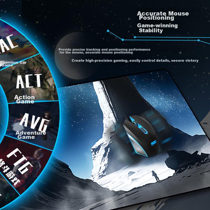 Mouse Pad Extra Large, 800*300*4mm Thickened with Locked Edges, Keyboard Computer Desk Pad, Blue, M130 Moon Explorer