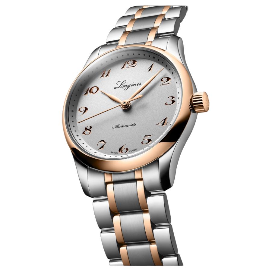 Longines Автоматический механический механизм серии Master Водонепроницаемость 30 метров Женские часы 34 мм Серый циферблат Корпус из нержавеющей стали Золотой ремешок L2.357.5.70.7