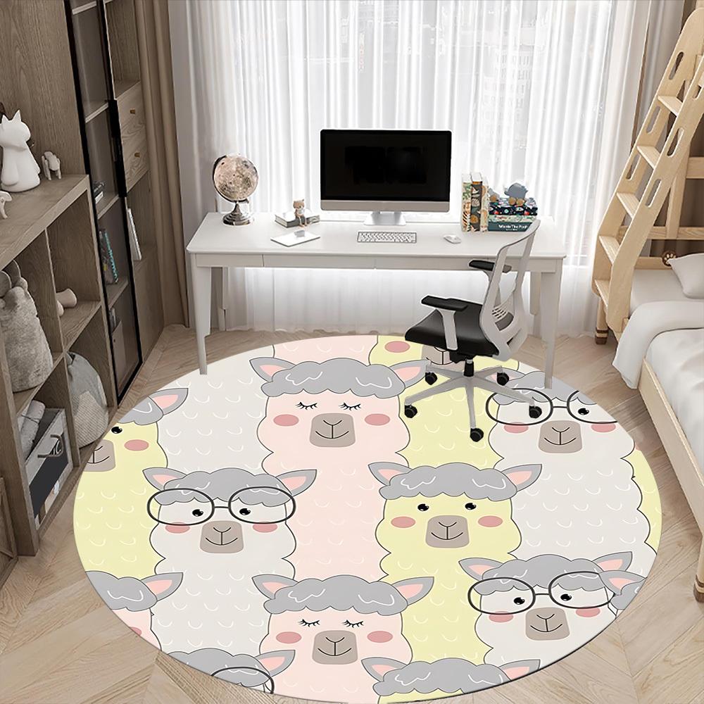 1pc Llama Print Chair Carpet for Office, Soft Flannel Throw Mat, Perfect for Office, Holiday Party Decoration Choice yy260209008
