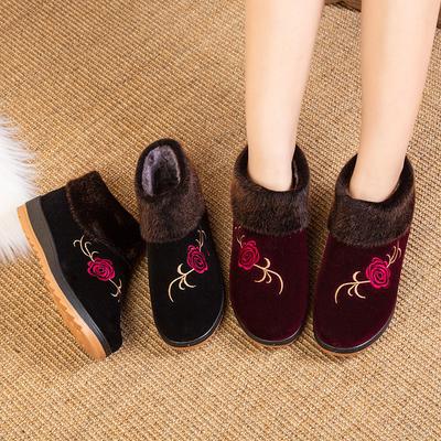 Женская зимняя мода повседневная с толстым бархатом и теплыми хлопковыми туфлями зимние ботинки