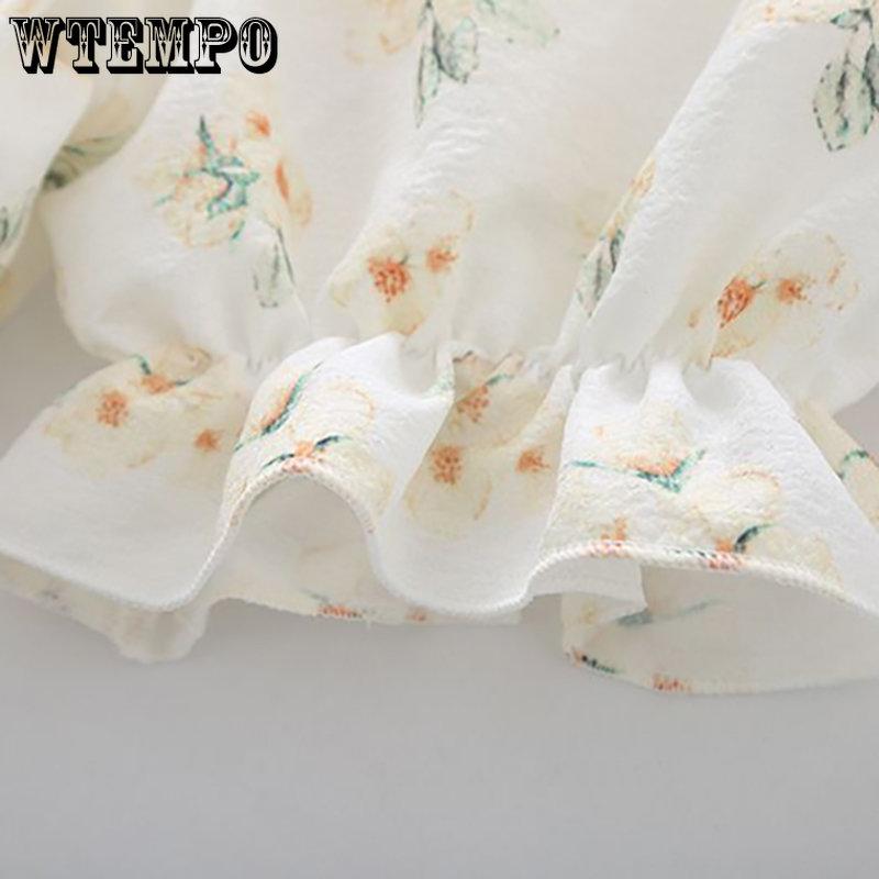 WTEMPO Женские летние шифоновые рубашки с цветочным принтом, женские повседневные желтые фиолетовые укороченные топы с квадратным воротником и коротким рукавом