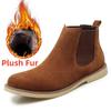 Shoes Man Winter Men Ankle Chelsea Boots New Fashion Casual  Male Shoes Cow Suede Leather Slip Ons Plush Warm Man Snow Boots