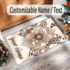 Leopard Theme Crystal Velvet Floor Rug Personalized Custom Name Text Warm Carpet Home Decoration