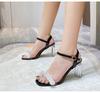 High Heels Ladies Flower Rhinestone Transparent High Heel Sandals