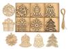 Inkdotpot 18pcs Christmas Ornaments, Unfinished Wooden Laser Cutouts Tree/Bell Shaped Embellishments Hanging Ornament