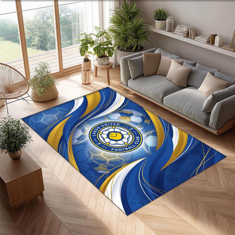 Ковер из хрустального бархата с принтом футбольного клуба Leeds United, Удобный, Впитывающий влагу, Нескользящий, Для помещений