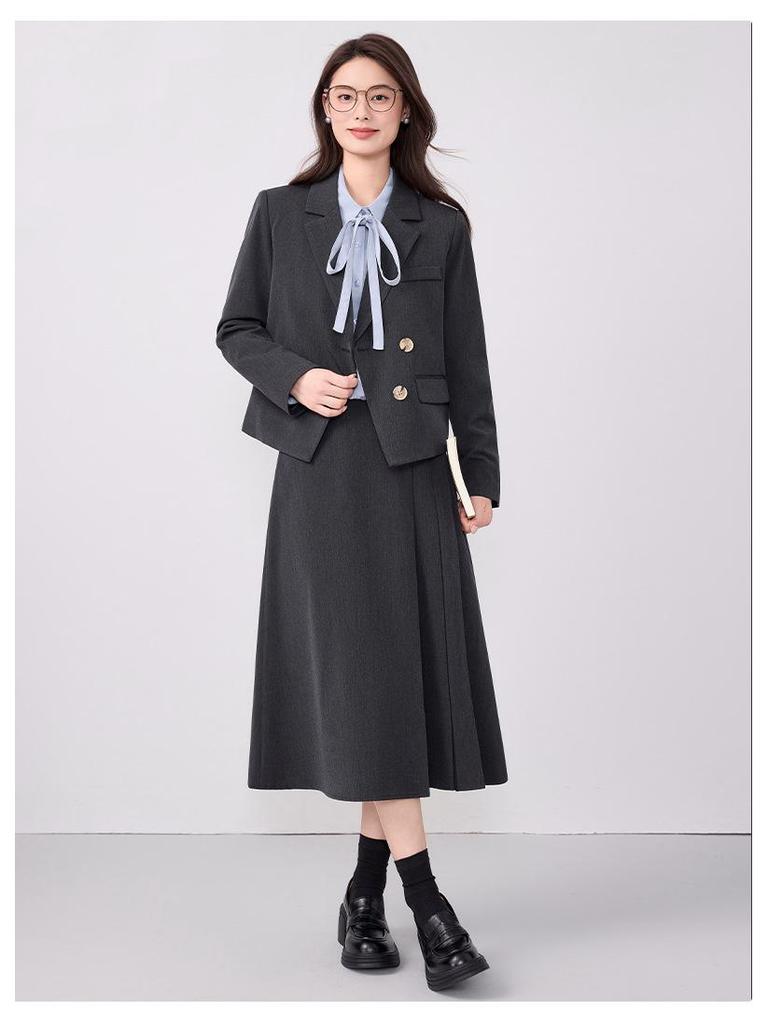 Женский маленький короткий пиджак-блейзер и юбка - Весна/Осень 2025, Профессиональная формальная одежда