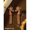Vintage Giraffe Tassel Earrings Light Luxury Style Full Of Diamonds