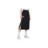 High Waist Slit Lightweight Soft Casual Long Skirt Women Bottoms Black FQ0702-010