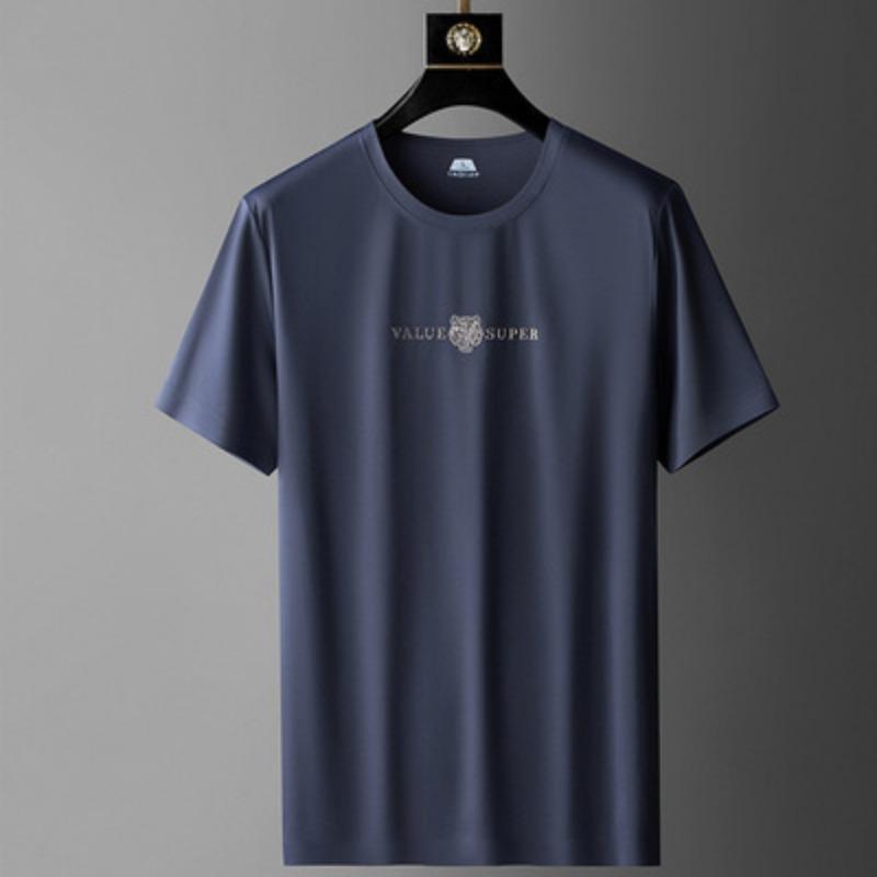 Men's Short-sleeved Young and Middle-aged Men's New Summer Fashion Casual Ice Silk Short-sleeved T-shirts